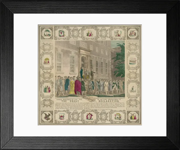 Framed Print : American Revolution, Second Continential Congress, Philadelphia, 1775-1776. The creator of the Declaration of Independence in front of the Statehouse (Independence Hall)