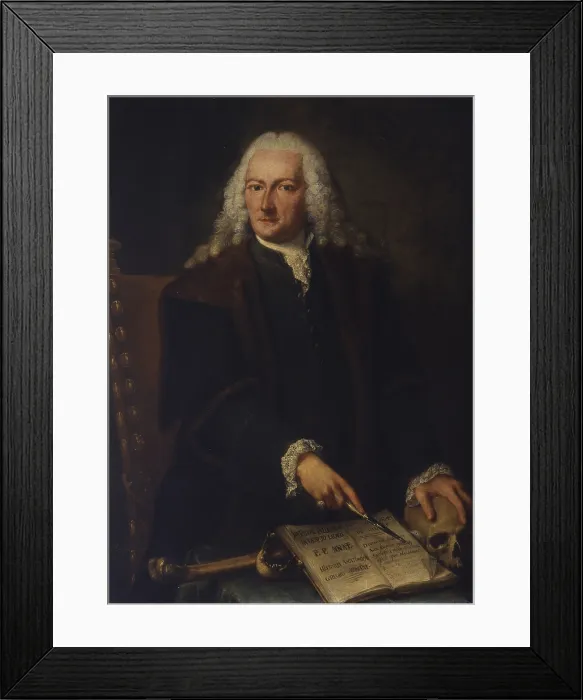 Framed Print : Portrait of Doctor Gian Pietro Pellegrini (Ritratto del medico Gian Pietro Pellegrini), by Alessandro Longhi, 18th century, oil on canvas. - Italy, Veneto, Venice, Ateneo Veneto