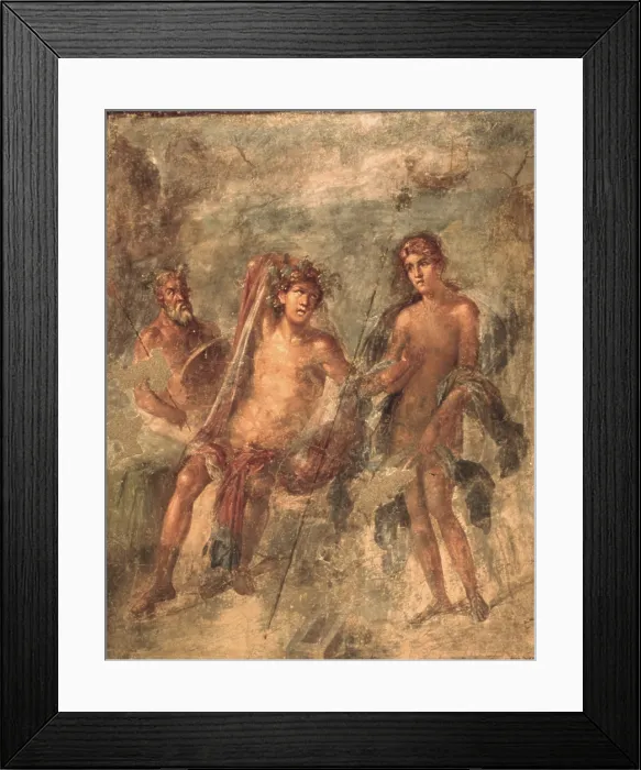 Framed Print : Decoration of the House of the Golden Bracelet, 1st Century, painting on wall - Italy, Campania, Pompei, House of the Golden Bracelet. Whole artwork view