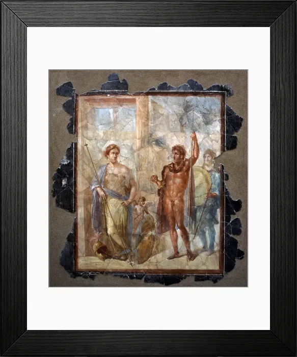 Framed Print : Decoration of the House of the Golden Bracelet, by Unknown Artist, 1st Century, painting on wall - Italy, Campania, Pompei, House of the Golden Bracelet. Whole artwork view Framed Print : Decoration of the House of the Golden Bracelet, by Unknown Artist, 1st Century, painting on wall - Italy, Campania, Pompei, House of the Golden Bracelet. Whole artwork view