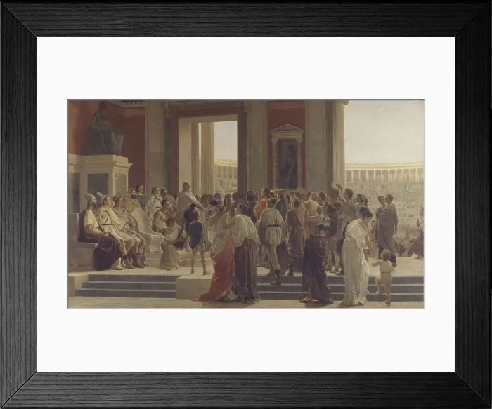 Framed Print : Pindar enhances a winner in the Olympic Games (Pindaro esalta un vincitore nei giochi olimpici), by Joseph Sciuti, 1872, 19th century, oil on canvas