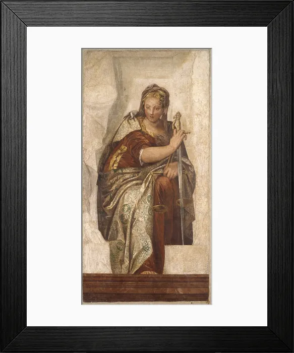 Framed Print : Justice, by Paolo Caliari known as Veronese, 16th Century, fresco. - Italy, Veneto, Castelfranco Veneto Cathedral. Whole artwork view