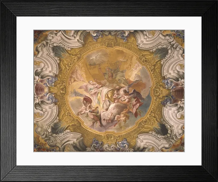 Framed Print : Glory of the Faith, by Carlo Innocenzo known as Carlone or Carloni, 18th century, fresco. - Italy, Lombardy, Monza, Cathedral. Whole artwork view