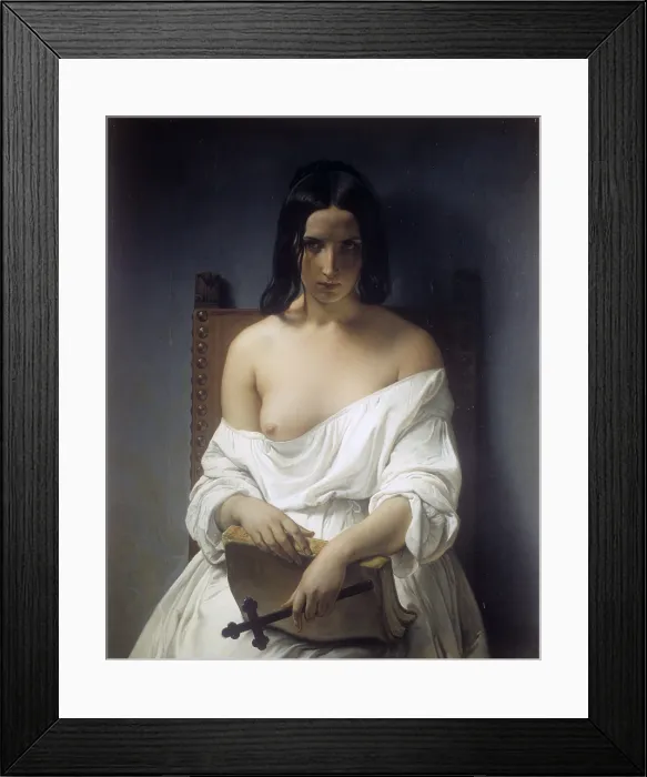 Framed Print : Meditation, by Francesco Hayez, 1851, 19th Century, oil on canvas - Italy, Veneto, Verona, Civic Collection of Modern Art. Whole artwork view