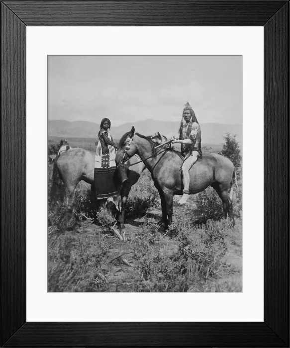 Framed Print : Uinta Ute warrior and his bride on horseback, northwest Utah, 1874, photographed by John K. Hillers Framed Print : Uinta Ute warrior and his bride on horseback, northwest Utah, 1874, photographed by John K. Hillers