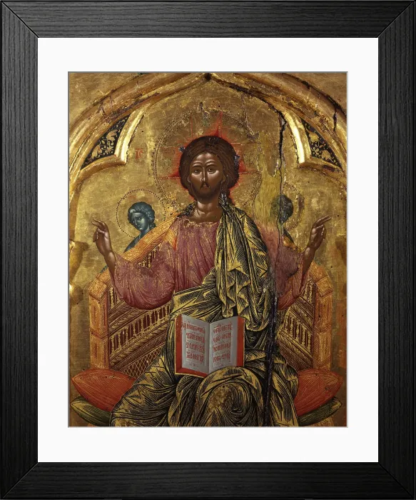 Framed Print : Deesis, by Onufri Qiprioti, 17th Century, tempera on wood - Albania, Berat, Onufri Museum. Detail