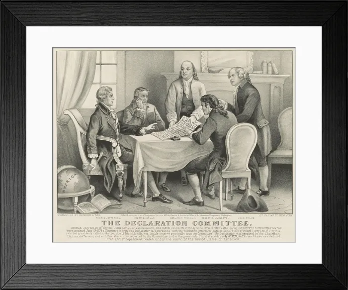 Framed Print : American Revolution, Second Continential Congress, Philadelphia, 1775-1776. The five delegates of the Drafting Committee of the Declaration of Independence