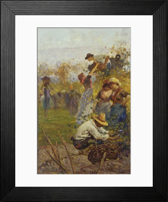 Framed Print : The Grape Harvest, by Angelo Dall'Oca Bianca, 1885 - 1890, 19th Century, canvas. - Italy, Veneto, Verona, Civic Modern Art Gallery. Whole artwork view