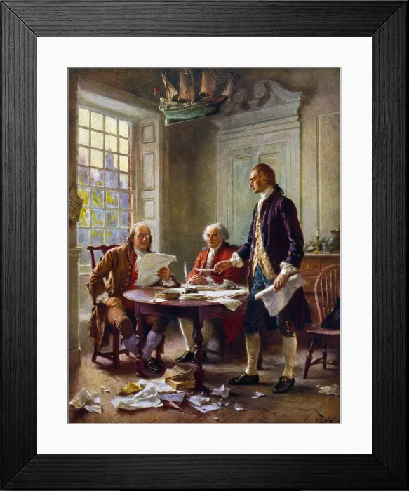 Framed Print : American Revolution, Second Continential Congress, Philadelphia, 1775-1776. Delegates of the Drafting Committee at work on the Declaration of Independence, 1776 Framed Print : American Revolution, Second Continential Congress, Philadelphia, 1775-1776. Delegates of the Drafting Committee at work on the Declaration of Independence, 1776