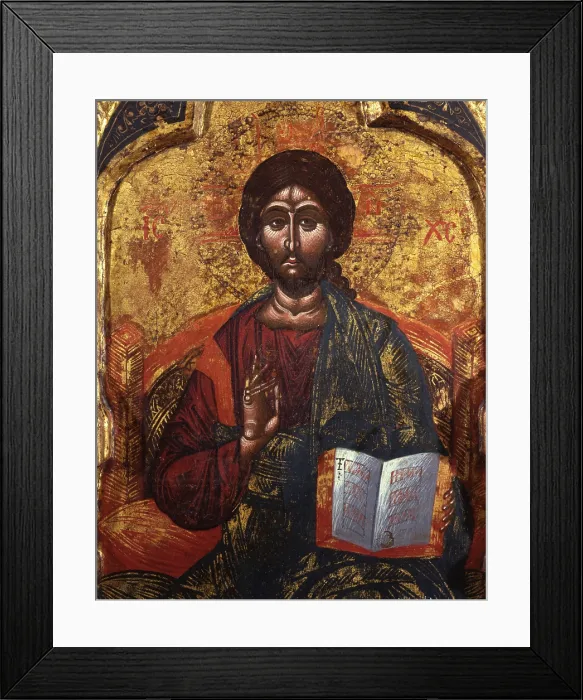 Framed Print : Deesis with Apostoles, by Nicholas, tempera on wood - Greece, Corf, Vlacherna, Church of Saint Mary Vlacherna. Detail Framed Print : Deesis with Apostoles, by Nicholas, tempera on wood - Greece, Corf, Vlacherna, Church of Saint Mary Vlacherna. Detail
