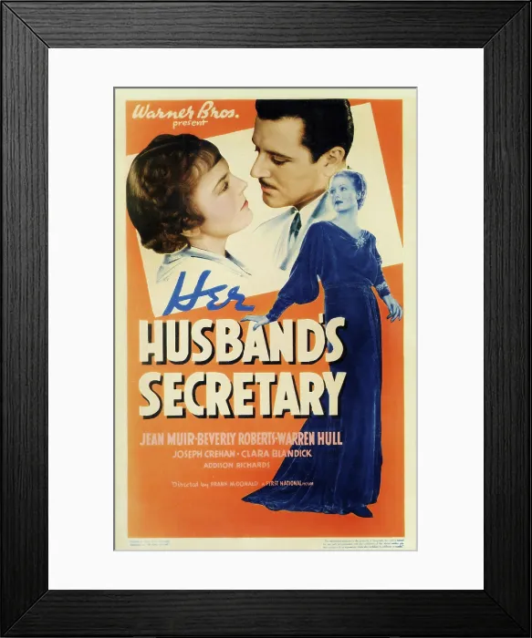 Framed Print : HER HUSBAND'S SECRETARY, US poster art, from left: Beverly Roberts, Warren Hull, Jean Muir, 1937