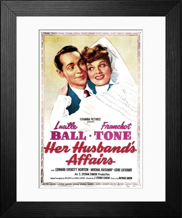 Framed Print : HER HUSBAND'S AFFAIRS, US poster, from left: Franchot Tone, Lucille Ball, 1947 Framed Print : HER HUSBAND'S AFFAIRS, US poster, from left: Franchot Tone, Lucille Ball, 1947