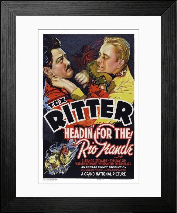 Framed Print : HEADIN FOR THE RIO GRANDE, US poster, top from left: Charles King, Tex Ritter, 1936 Framed Print : HEADIN FOR THE RIO GRANDE, US poster, top from left: Charles King, Tex Ritter, 1936