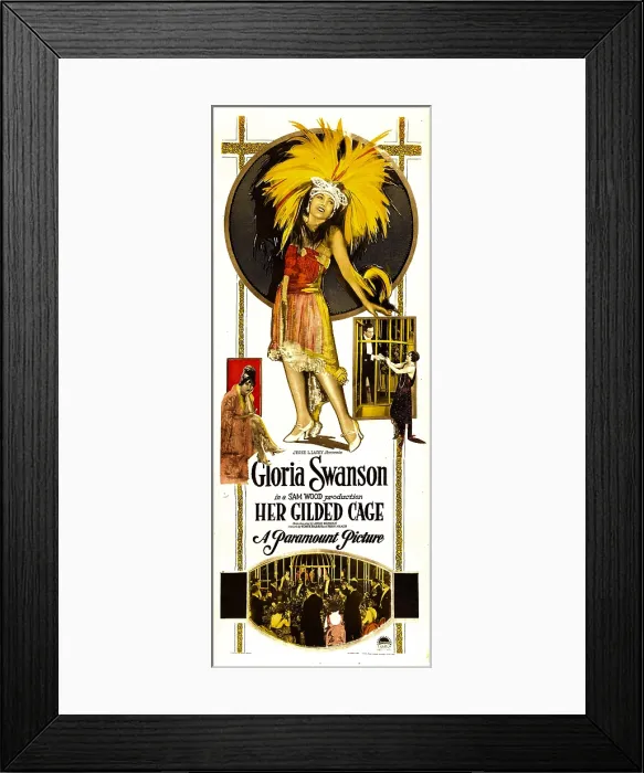 Framed Print : HER GILDED CAGE, center in feathered headdress: Gloria Swanson, 1922