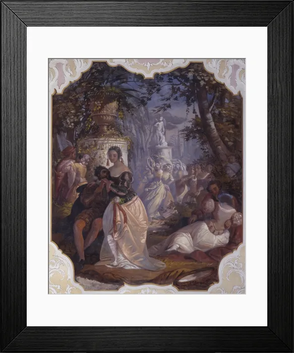 Framed Print : Party in the Park, by Giuseppe Moretti Larese, 1855, 19th century, fresco - Italy, Veneto, Mogliano Veneto, Zerman, Villa Revedin. Whole artwork view Framed Print : Party in the Park, by Giuseppe Moretti Larese, 1855, 19th century, fresco - Italy, Veneto, Mogliano Veneto, Zerman, Villa Revedin. Whole artwork view