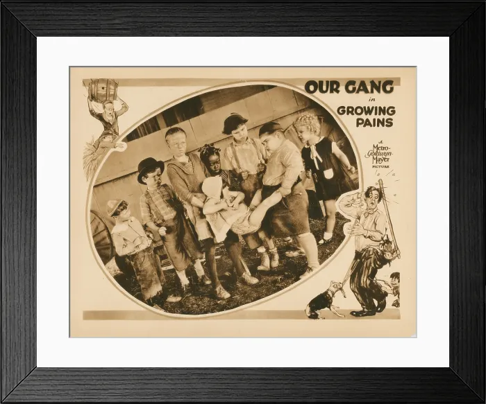 Framed Print : GROWING PAINS, lobbycard, Our Gang, from left: Bobby Wheezer Hutchins, Harry Spear, Jay R