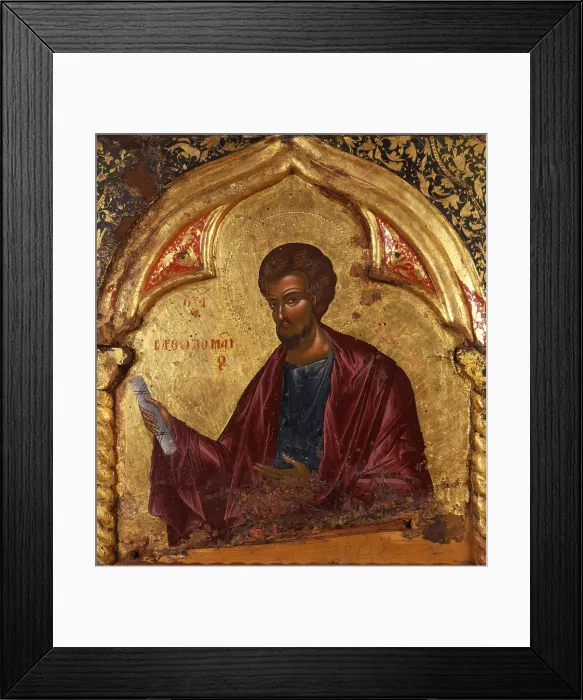 Framed Print : Deesis, attributed to Onufri Qiprioti, 17th Century, tempera on wood - Albania, Berat, Onufri Museum. Detail
