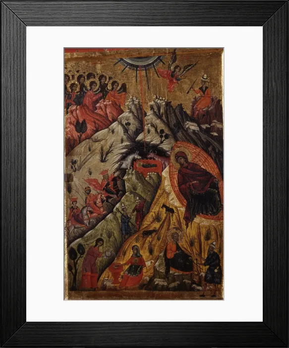 Framed Print : Nativity, by Nikolla, tempera on wood - Albania, Berat, Onufri Museum. Whole artwork view. Nativity, from the iconostasi of the Assumption of Mary in Vlacherna Framed Print : Nativity, by Nikolla, tempera on wood - Albania, Berat, Onufri Museum. Whole artwork view. Nativity, from the iconostasi of the Assumption of Mary in Vlacherna