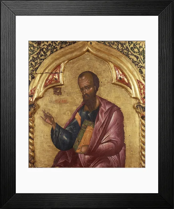 Framed Print : Deesis, attributed to Onufri Qiprioti, 17th Century, tempera on wood - Albania, Berat, Onufri Museum. Detail