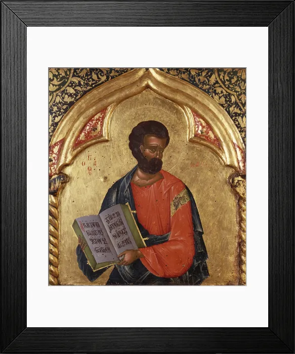 Framed Print : Deesis, attributed to Onufri Qiprioti, 17th Century, tempera on wood - Albania, Berat, Onufri Museum. Detail Framed Print : Deesis, attributed to Onufri Qiprioti, 17th Century, tempera on wood - Albania, Berat, Onufri Museum. Detail