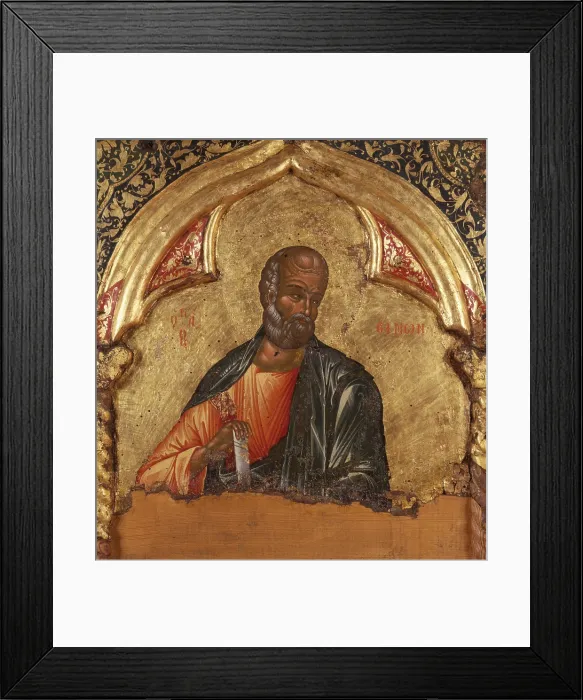 Framed Print : Deesis, attributed to Onufri Qiprioti, 17th Century, tempera on wood - Albania, Berat, Onufri Museum. Detail Framed Print : Deesis, attributed to Onufri Qiprioti, 17th Century, tempera on wood - Albania, Berat, Onufri Museum. Detail