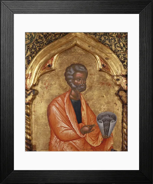Framed Print : Deesis, attributed to Onufri Qiprioti, 17th Century, tempera on wood - Albania, Berat, Onufri Museum. Detail Framed Print : Deesis, attributed to Onufri Qiprioti, 17th Century, tempera on wood - Albania, Berat, Onufri Museum. Detail