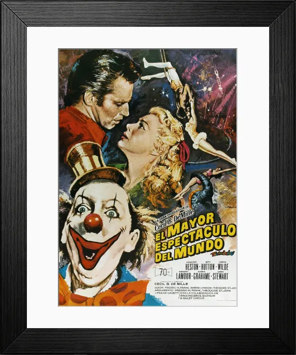 Framed Print : THE GREATEST SHOW ON EARTH, (aka EL MAYOR ESPECTACULO DEL MUNDO), top to bottom: Charlton Heston, Betty Hutton, James Stewart, 1952