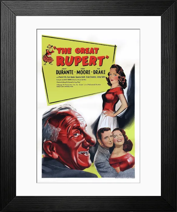 Framed Print : THE GREAT RUPERT, British poster art, bottom from left: Jimmy Durante, Tom Drake, Terry Moore, 1950