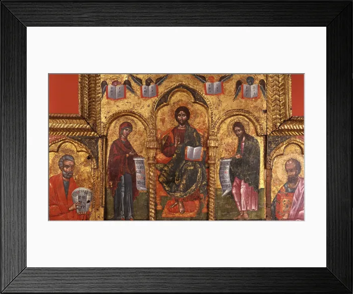 Framed Print : Deesis, attributed to Onufri, 17th century, tempera on wood - Albania, Berat, Onufri Museum. Detail