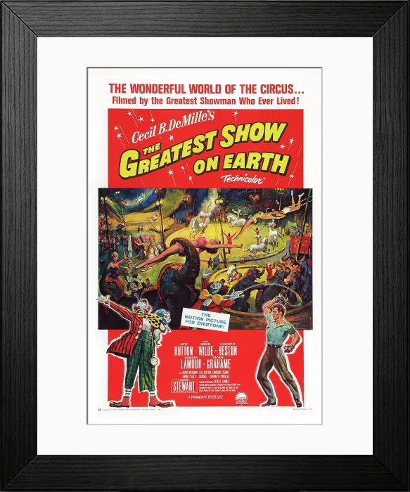 Framed Print : THE GREATEST SHOW ON EARTH, US poster art, right: Charlton Heston, 1952 Framed Print : THE GREATEST SHOW ON EARTH, US poster art, right: Charlton Heston, 1952