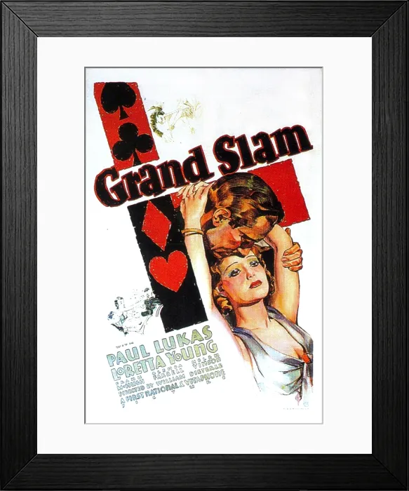 Framed Print : GRAND SLAM, US poster art, from top: Paul Lukas, Loretta Young, 1933 Framed Print : GRAND SLAM, US poster art, from top: Paul Lukas, Loretta Young, 1933