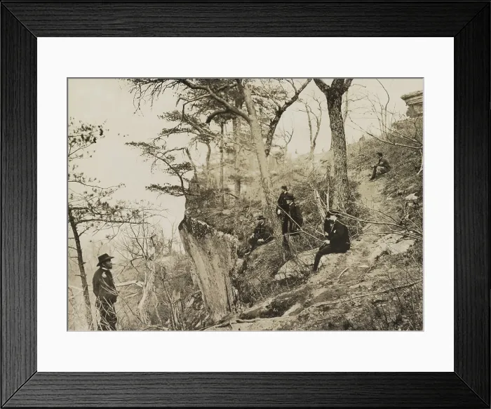 Framed Print : Gen. Ulysses Grant (far left) with his staff on Lookout Mountain, Tennessee, Nov. or Dec. 1863. In center, L-R: Gen. John Rawlins, Gen. J.D. Webster, Col. Clark B. Lagow, and Col Framed Print : Gen. Ulysses Grant (far left) with his staff on Lookout Mountain, Tennessee, Nov. or Dec. 1863. In center, L-R: Gen. John Rawlins, Gen. J.D. Webster, Col. Clark B. Lagow, and Col