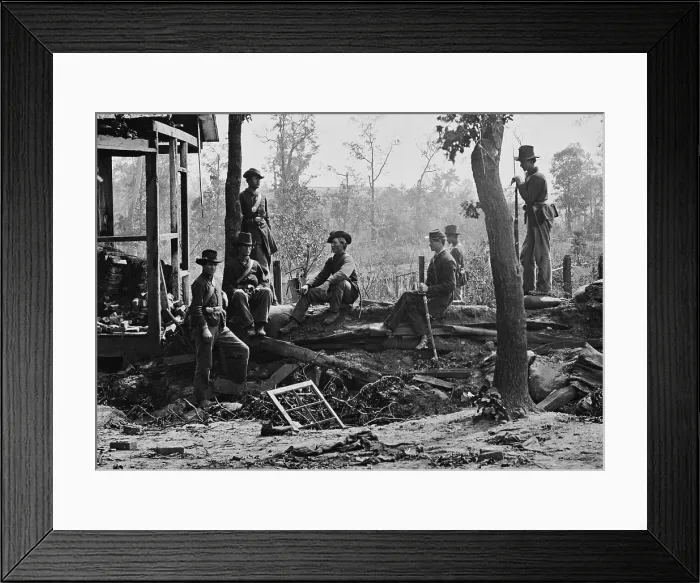 Framed Print : US Civil War. Atlanta Campaign, May 7- Sept. 2, 1864. Siege of Atlanta, July 22 through Sept. 2, 1864. Union pickets on the front line outside the city of Atlanta
