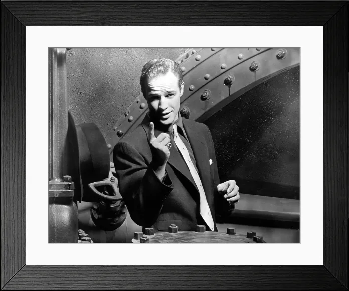 Framed Print : GUYS AND DOLLS, Marlon Brando, 1955, pointing Framed Print : GUYS AND DOLLS, Marlon Brando, 1955, pointing