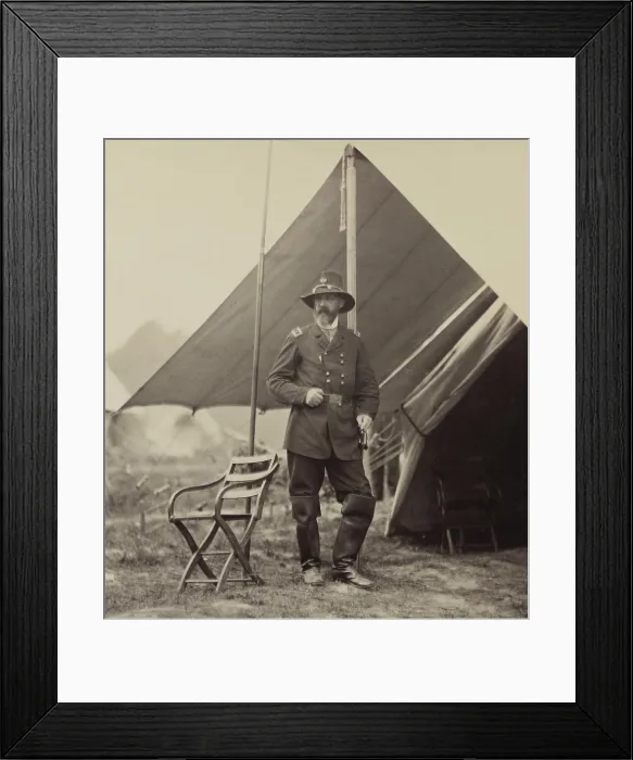Framed Print : Major Gen. George Meade outside a camp tent, during the US Civil war, c. 1863-65