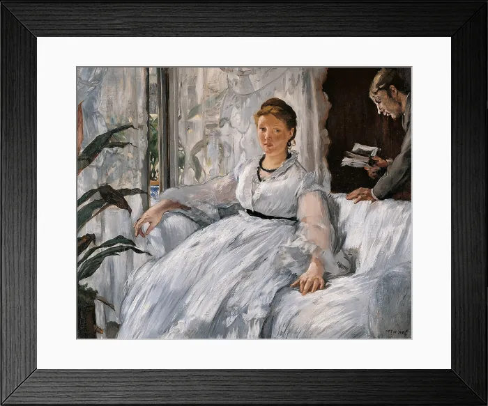 Framed Print : The Reading, by Edouard Manet, 1868, 19th Century, oil on canvas, 61 x 73, 2 cm - France, Paris, Muse d'Orsay. Whole artwork view Framed Print : The Reading, by Edouard Manet, 1868, 19th Century, oil on canvas, 61 x 73, 2 cm - France, Paris, Muse d'Orsay. Whole artwork view