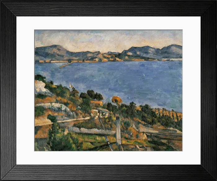 Framed Print : L'Estaque, View of the Bay of Marseille (L'Estaque), by Paul Czanne, 1878 - 1879, 19th Century, oil on canvas - France, Paris, Muse d'Orsay. Whole artwork view Framed Print : L'Estaque, View of the Bay of Marseille (L'Estaque), by Paul Czanne, 1878 - 1879, 19th Century, oil on canvas - France, Paris, Muse d'Orsay. Whole artwork view