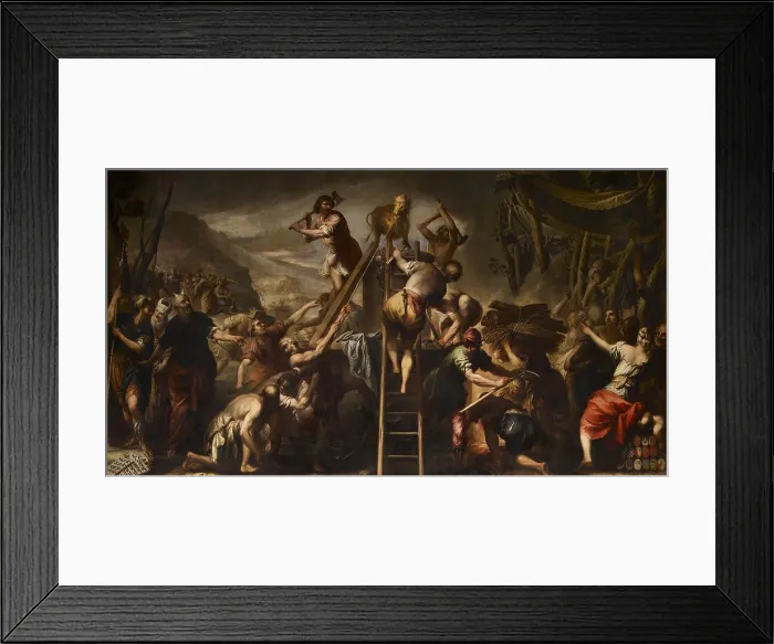 Framed Print : Moses Orders the Calf of Gold Destroyed, by Andrea Celesti, 1682 - 1685, 17th Century, canvas, - Italy, Veneto, Venice, Doges Palace. All