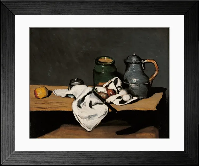 Framed Print : Jar, Coffee Pot and Fruit, by Paul Czanne, 1877, 19th Century, oil on canvas - France, Paris, Muse d'Orsay. Whole artwork view
