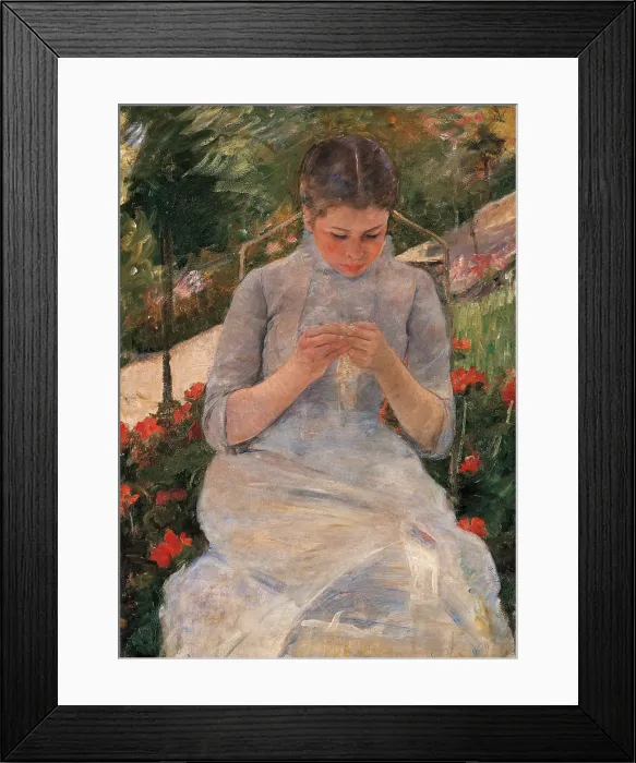 Framed Print : Woman Sewing, by Mary Cassatt, 1880 - 1882, 19th Century, oil on canvas, 92, 5 x 65 cm - France, Paris, Muse d'Orsay. Whole artwork view Framed Print : Woman Sewing, by Mary Cassatt, 1880 - 1882, 19th Century, oil on canvas, 92, 5 x 65 cm - France, Paris, Muse d'Orsay. Whole artwork view