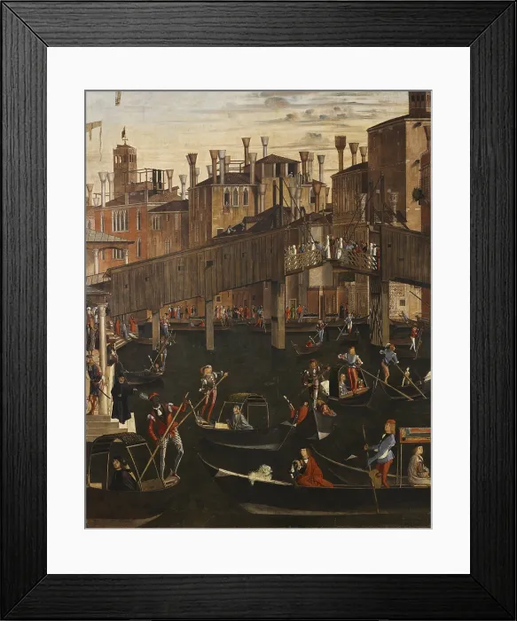 Framed Print : Miracle of the Relic of the True Cross at the Rialto Bridge or The Healing of the Possessed Man, by Vittore Carpaccio, 1494, 15th Century, oil on canvas, cm 371 x 392 - Italy Framed Print : Miracle of the Relic of the True Cross at the Rialto Bridge or The Healing of the Possessed Man, by Vittore Carpaccio, 1494, 15th Century, oil on canvas, cm 371 x 392 - Italy