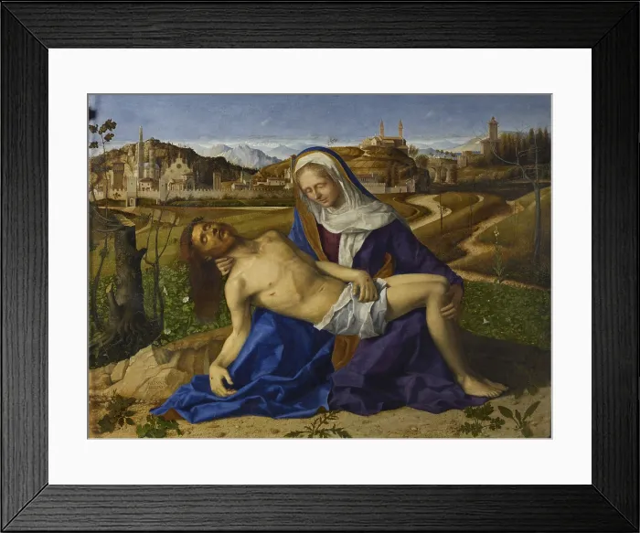 Framed Print : Piet (from the Don delle Rose Collection), by Giovanni Bellini, 1504 - 1505 about, 16th Century, oil on panel, cm 65 x 87 - Italy, Veneto, Venice, Accademia Art Galleries