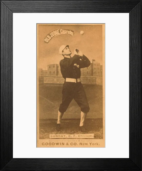 Framed Print : Cigarette card of Billy Sunday as a professional baseball player with the Chicago White Stockings