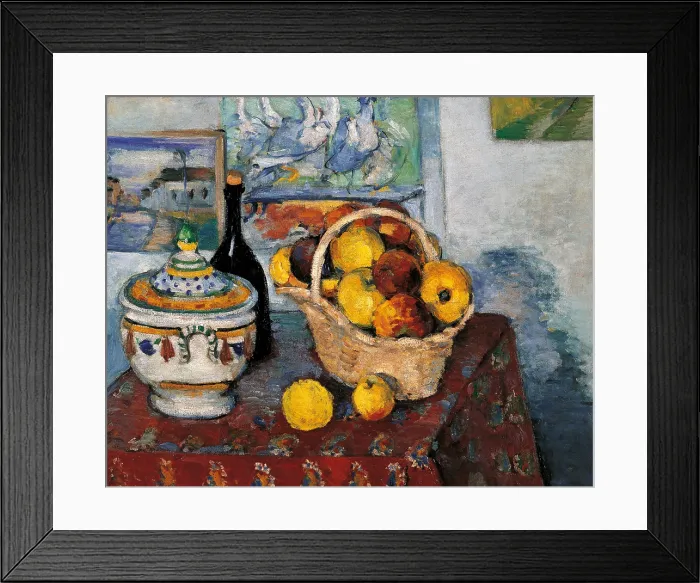 Framed Print : Still Life with Soup Tureen, by Paul Czanne, 1877, 19th Century, oil on canvas - France, Paris, Muse d'Orsay. Whole artwork view