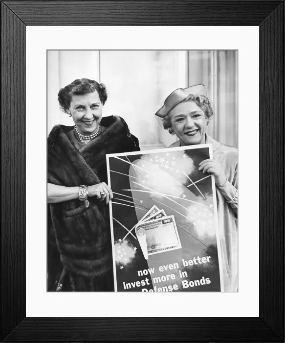 Framed Print : First Lady Mamie Eisenhower and Actress Mary Pickford promote Defense Bonds. April 1, 1953 Framed Print : First Lady Mamie Eisenhower and Actress Mary Pickford promote Defense Bonds. April 1, 1953