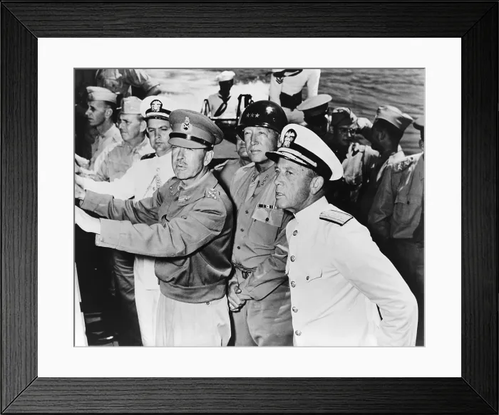 Framed Print : Allied leaders inspect the Sicilian invasion forces off the coast of North Africa, July 1943