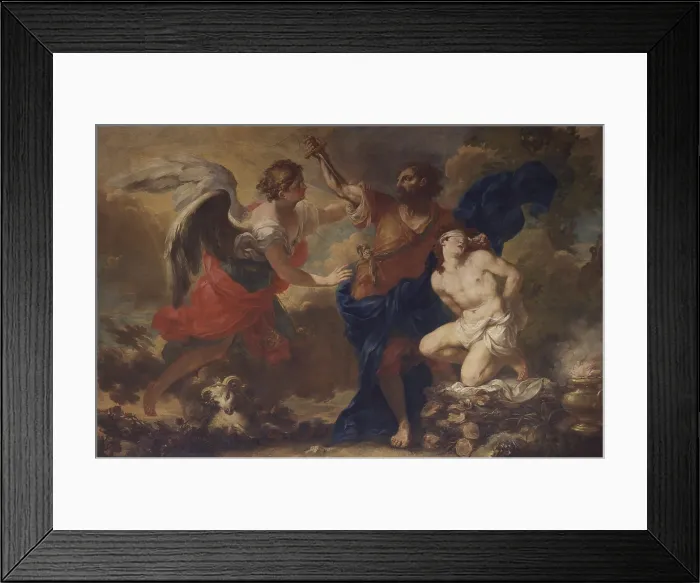 Framed Print : Sacrifice of Isaac, by Giambattista Mengardi, 18th century, oil on canvas. - Italy, Veneto, Campagna Lupia, Parish Church. Whole artwork view Framed Print : Sacrifice of Isaac, by Giambattista Mengardi, 18th century, oil on canvas. - Italy, Veneto, Campagna Lupia, Parish Church. Whole artwork view