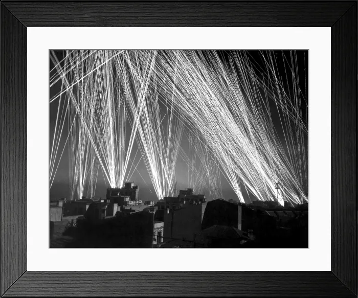 Framed Print : Defensive Ack-Ack (Anti-aircraft) fire in an Allied air raid on Algiers