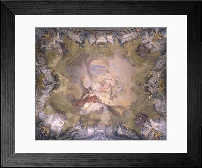 Framed Print : Atrium vault of the chapel of Corpus Christi, by Mattia Bortoloni, 18th century, fresco. - Italy, Lombardy, Monza, Cathedral. Whole artwork view