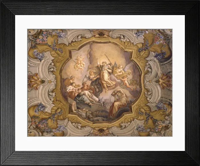 Framed Print : San Marco in Glory, by Carlo Innocenzo known as Carlone or Carloni, 18th century, fresco. - Italy, Lombardy, Monza, Cathedral. Whole artwork view